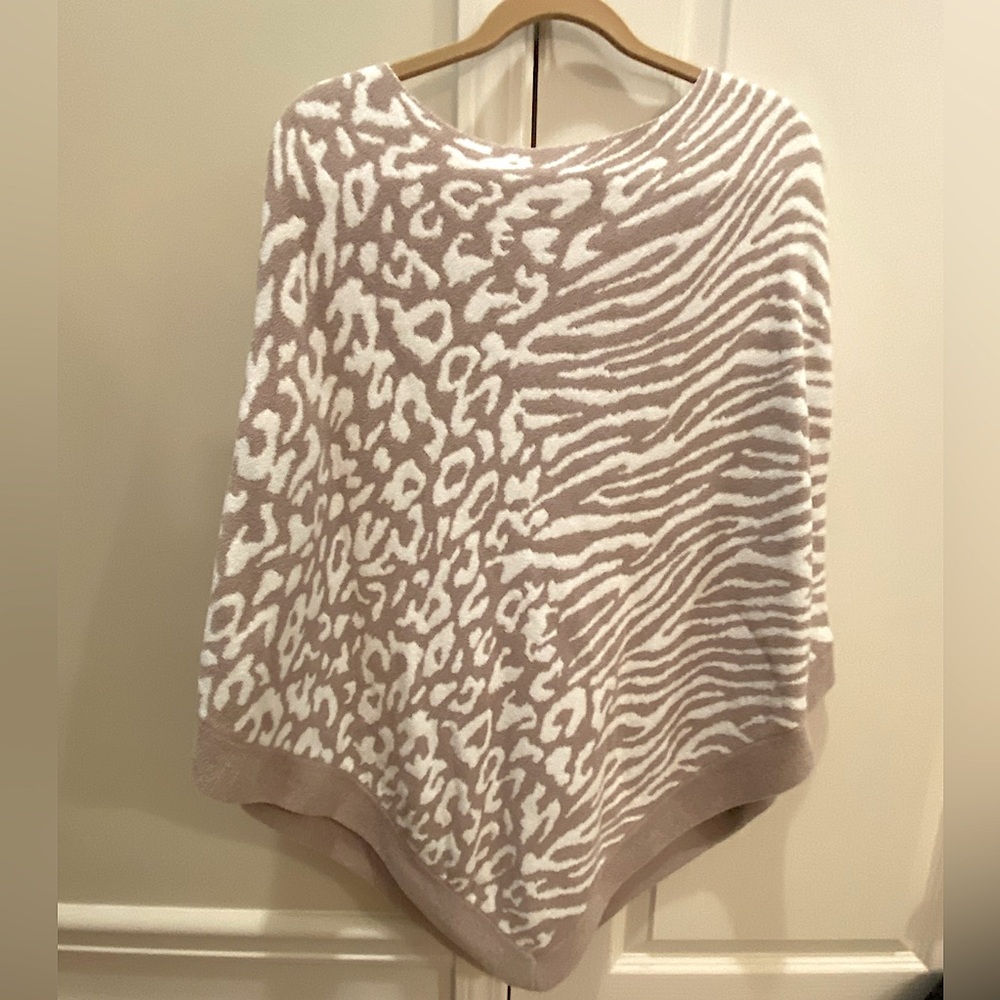 Barefoot Dreams CozyChic Ultra Lite Ocean Breeze Poncho Faded Rose-Animal Print